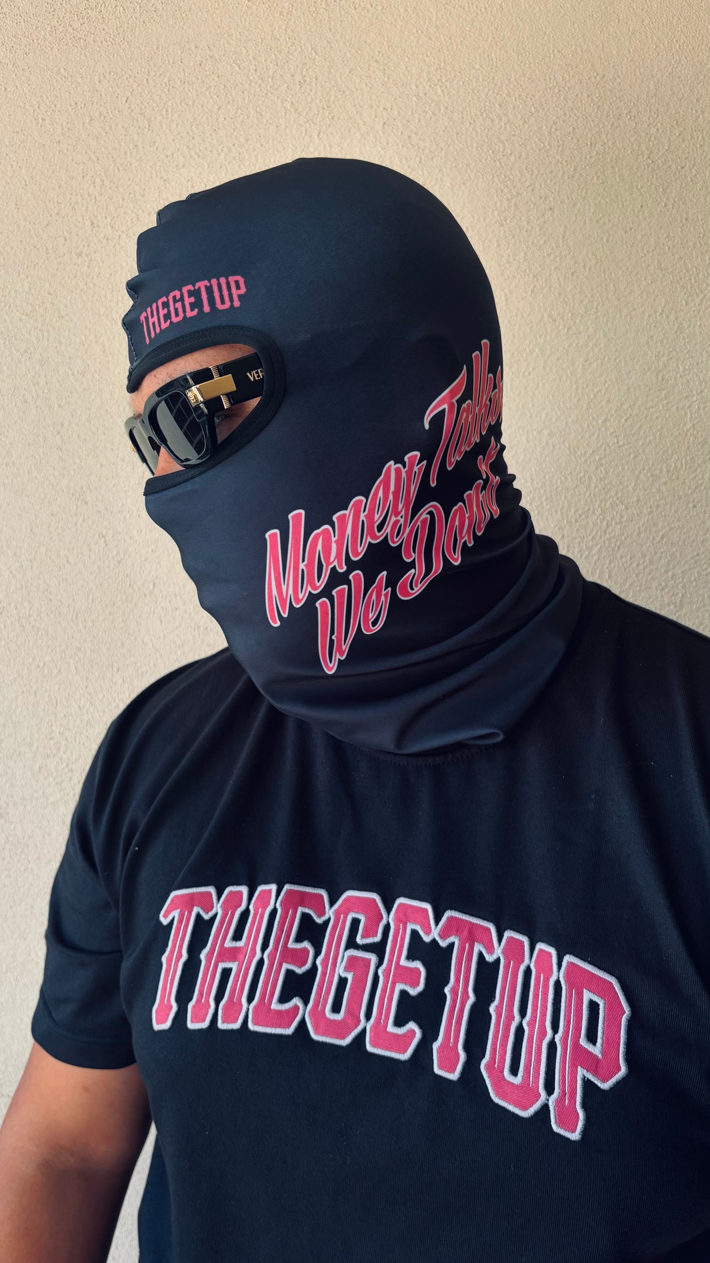 “Money talk$, We don’t” cotton candy pink & black ski mask
